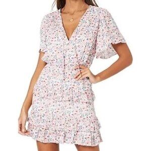 NWT MINKPINK Short Sleeve Floral Heat Wave Mini Dress Womens XS